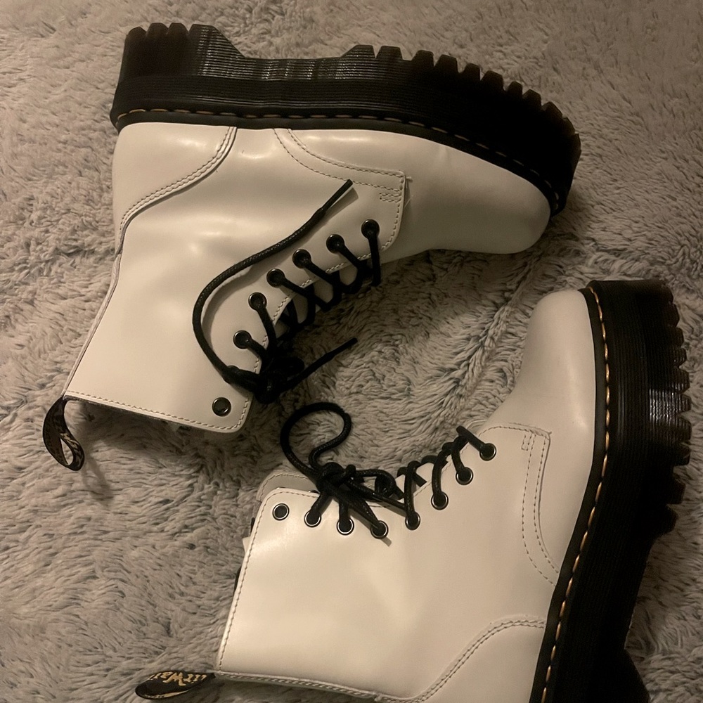 White Dr. Martens platforms